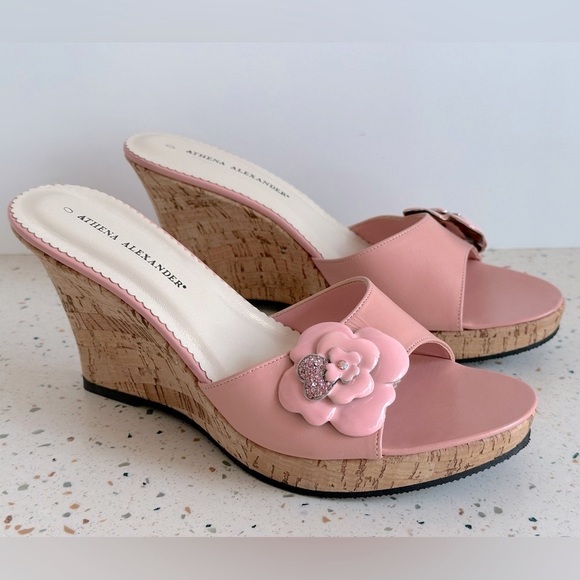 Athena Alexander‎ Pink Flower Wedge Sandals - Picture 2 of 9